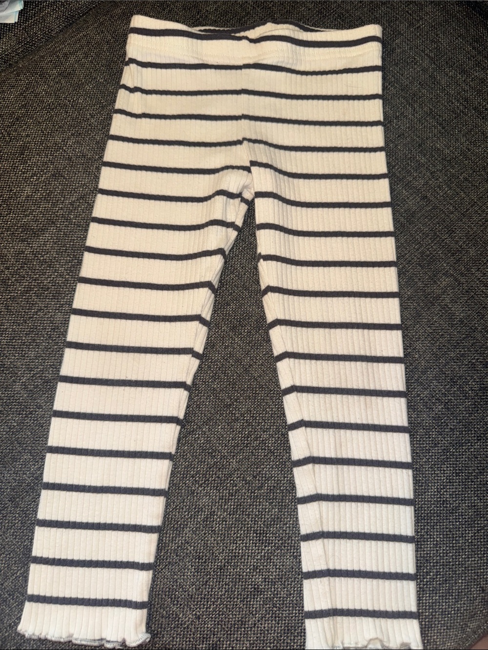 Carter's White and Black Striped Ribbed Leggings